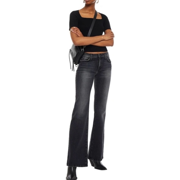 NWOT Current Elliot The Wray Faded Flared Jeans In Charcoal Size 28 reg $434 - Picture 1 of 7